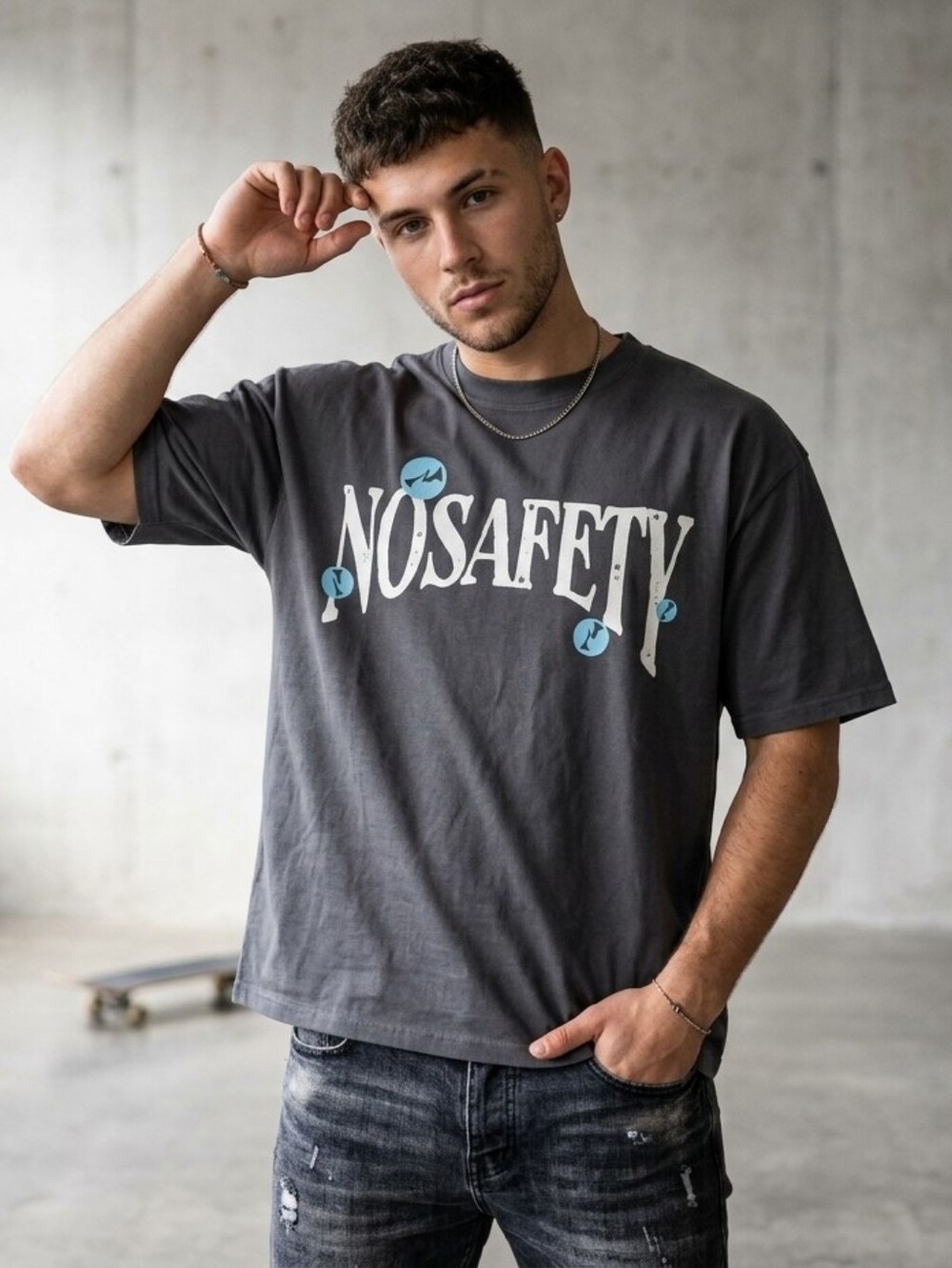 No Safety Essential Tee Heavyweight Streetwear Grey Shirt